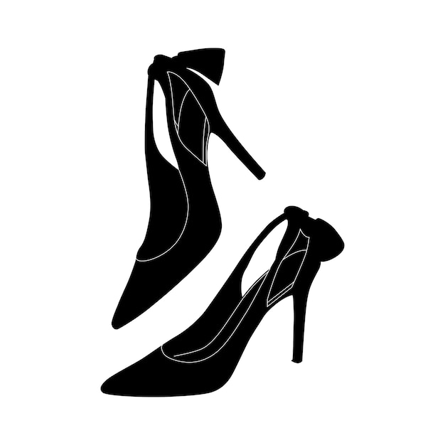 Silhouette-Damen-Schuhe auf weißem Hintergrund