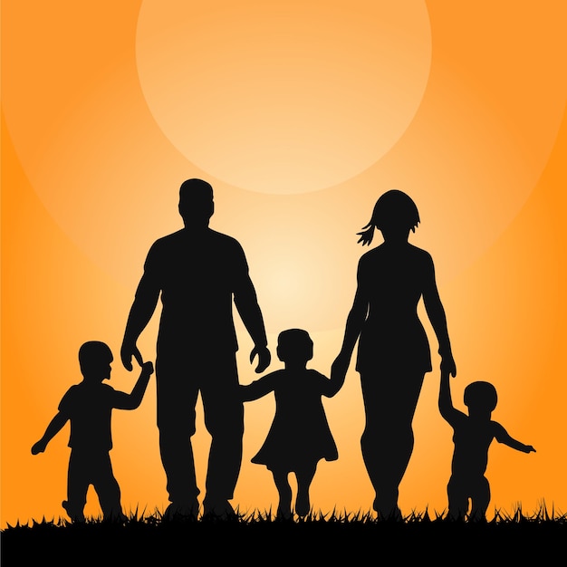 Silhouette der Familien