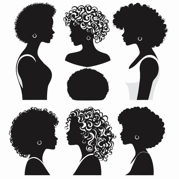 Vektor silhouette der lockeren haare der frau, kunst, vektorillustration des logos des friseursalons