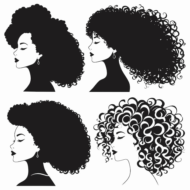 Silhouette der lockeren Haare der Frau, Kunst, Vektorillustration des Logos des Friseursalons