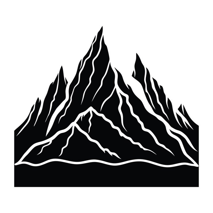 Vektor silhouette der schwarz-weißen bergkette