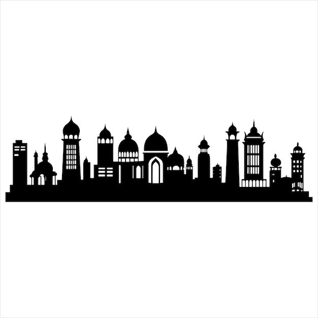 Silhouette der Stadt Dhaka auf weißem Hintergrund