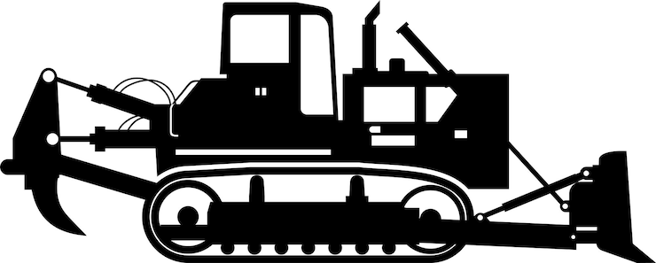 Vektor silhouette des bulldozer-symbols in flacher vektorillustration