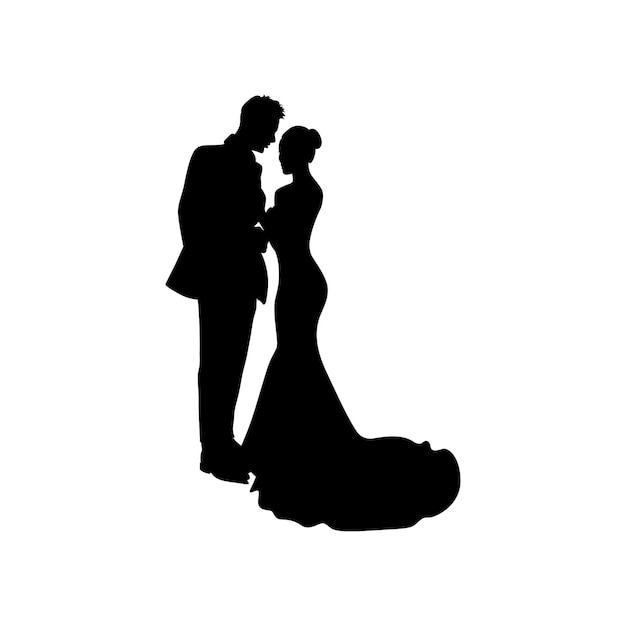 Silhouette des Hochzeitspaares Illustrationskunst