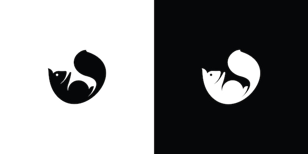 Silhouette eichhörnchen logo premium-vektor