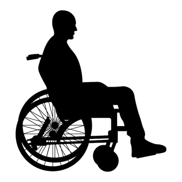 Silhouette einer behinderten Person im Rollstuhl Vektorillustration isoliert auf weißem Hintergrund