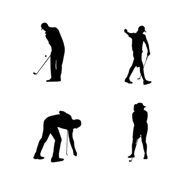 Vektor silhouette einer golfspieler-vektor-illustration