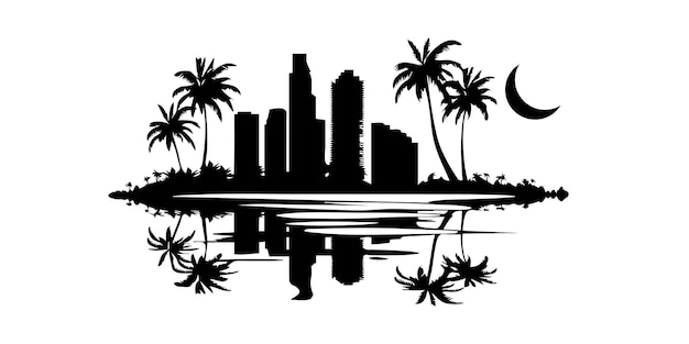 Silhouette einer Insel Stadt Silhouette Miami