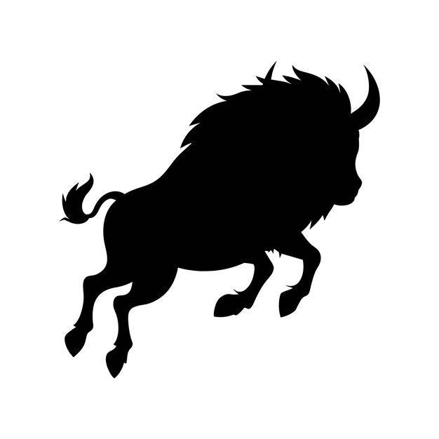 Vektor silhouette eines bisons auf weiß