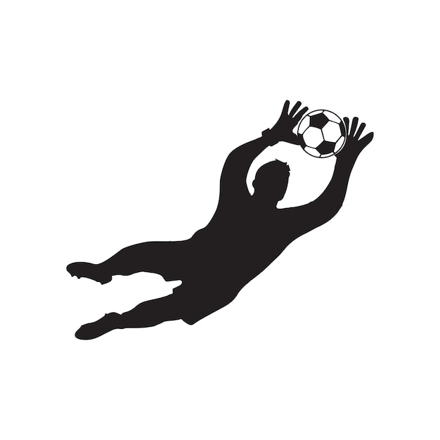 Silhouette eines Fußballspielers Vektorillustration in Schwarz-Weiß