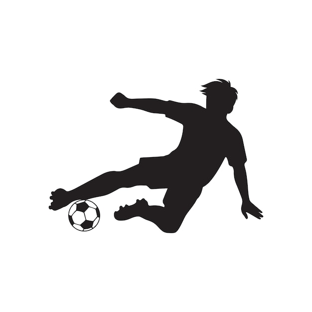 Silhouette eines Fußballspielers Vektorillustration in Schwarz-Weiß