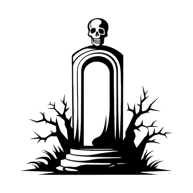 Silhouette eines Grabsteins zu Halloween
