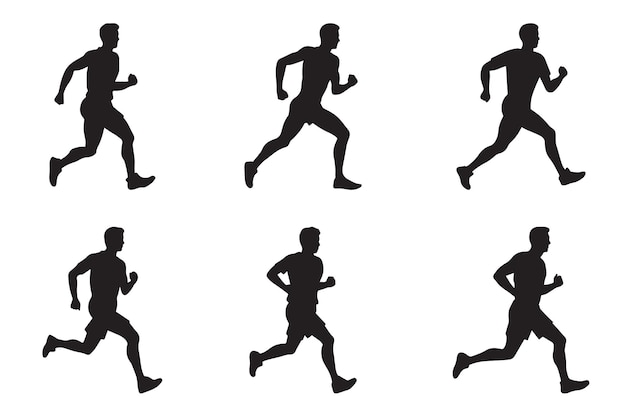Vektor silhouette eines laufenden mannes oder joggers oder sprinter-vektorkollektion