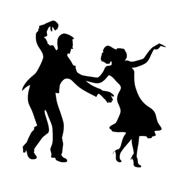Silhouette eines Mannes und einer Frau, die Tango tanzen.