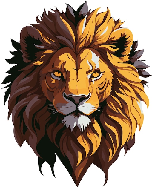 Silhouette eines mehrfarbigen Vektors mit Löwenkopf, isoliert auf weißem Hintergrund, Symbolmuster Tattoo
