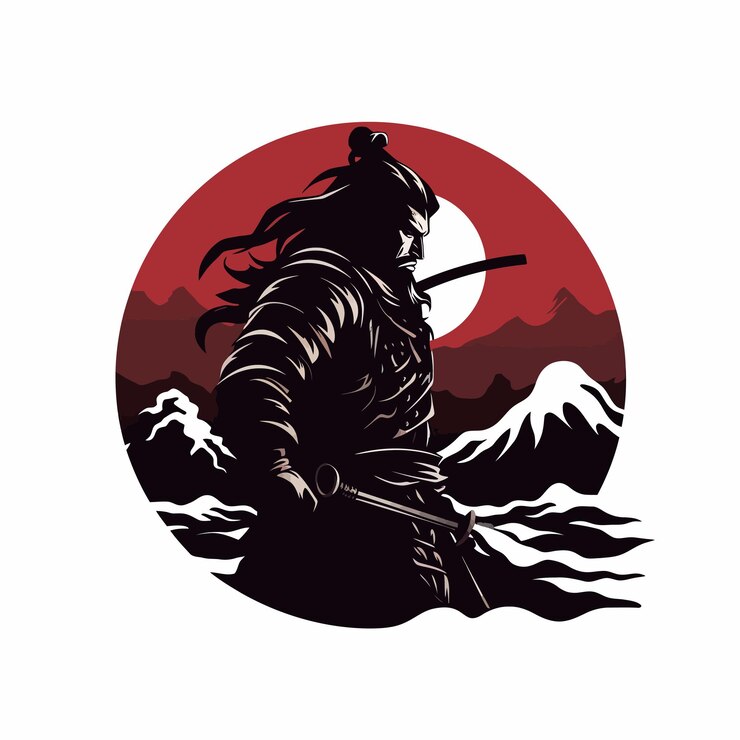 Silhouette eines Samurai