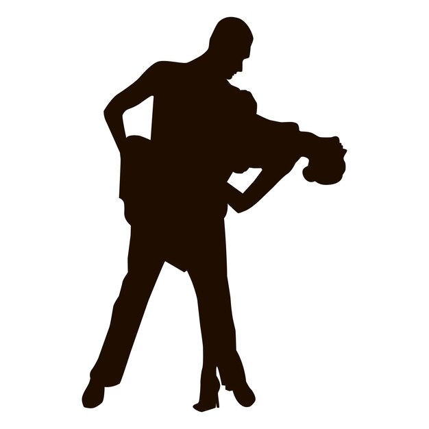 Silhouette eines tango-tanzpaares. paar tänzer. schwarze silhouette auf wettbewerb im gesellschaftstanz