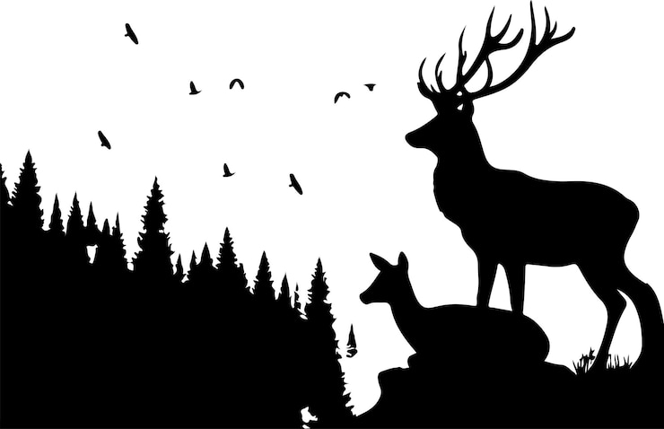 Vektor silhouette eines tieres in der natur 3