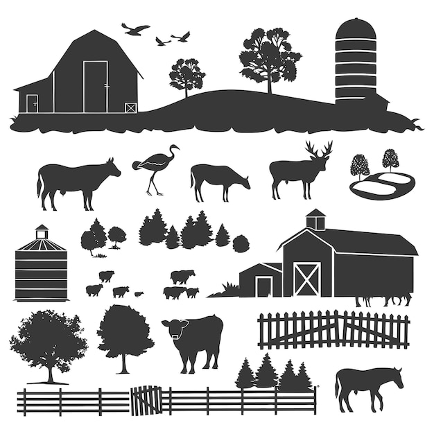 Vektor silhouette farm situation nur schwarze farbe