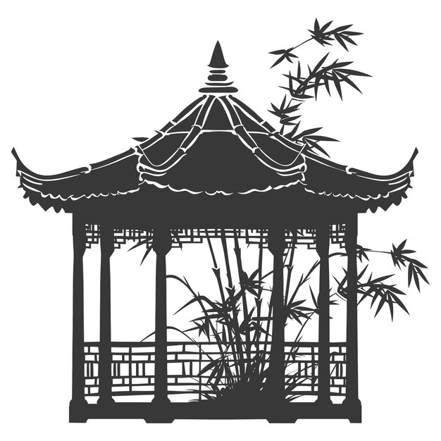 Vektor silhouette garten gazebo bambus nur schwarze farbe