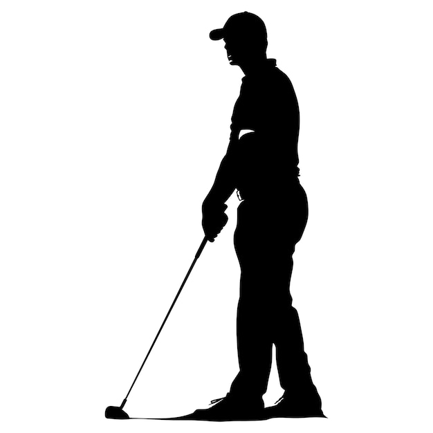 Silhouette-golf-spieler voller körper farbe nur schwarz