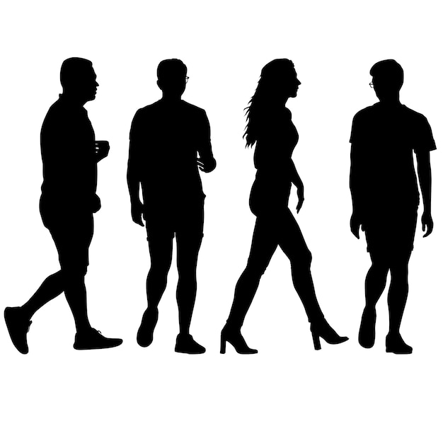 Silhouette-Gruppe von Personen, die auf weißem Hintergrund stehen