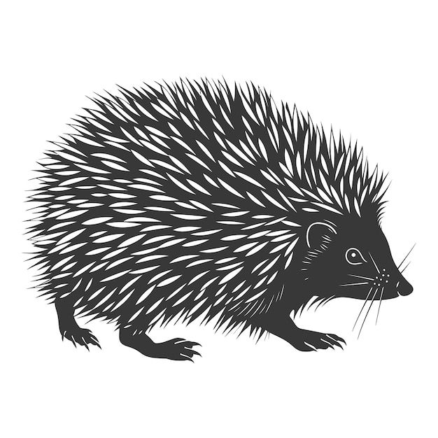 Vektor silhouette igel tier schwarze farbe nur ganzer körper