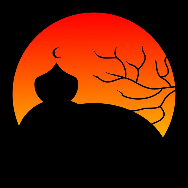 Vektor silhouette in der sonnenuntergangsvektorillustration