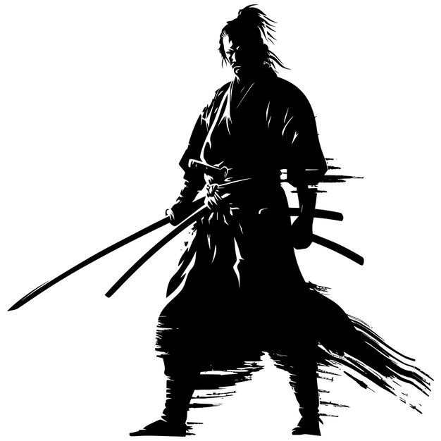 Silhouette japanischer shogun krieger nur schwarze farbe