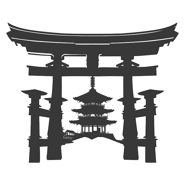 Vektor silhouette japanisches traditionelles tor nur schwarze farbe