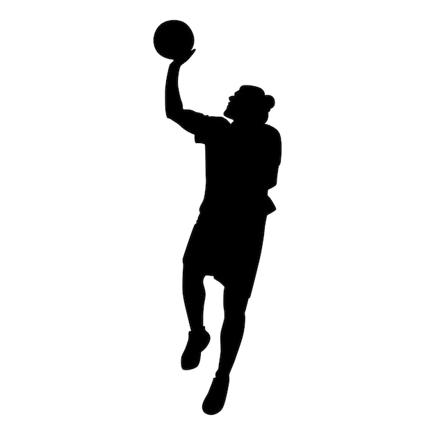 Vektor silhouette junge spielt basketball vektor