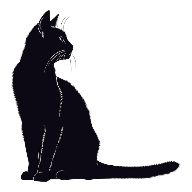 Vektor silhouette katze voller körper nur schwarze farbe