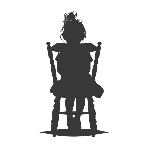 Vektor silhouette kleines mädchen sitzt auf dem stuhl nur schwarze farbe