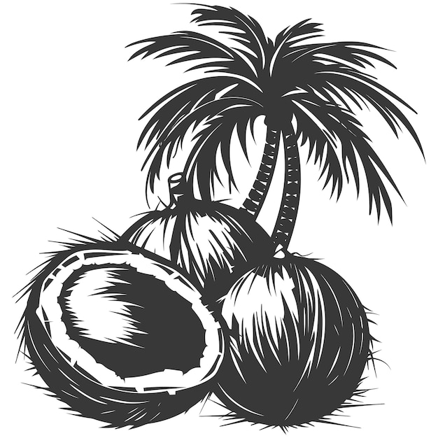 Vektor silhouette kokosnuss frucht nur schwarze farbe