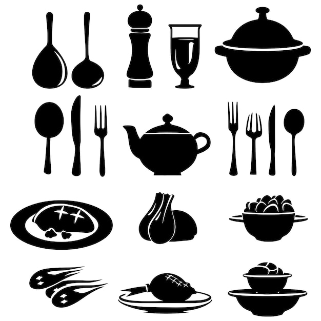 Vektor silhouette kulinarisches essen schwarze farbe nur vollkörper