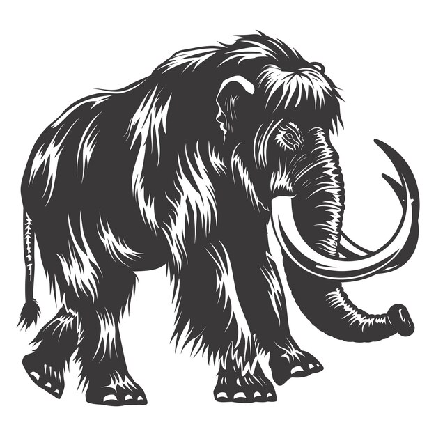 Vektor silhouette mammut die alten mythischen prähistorischen kreaturen nur schwarze farbe