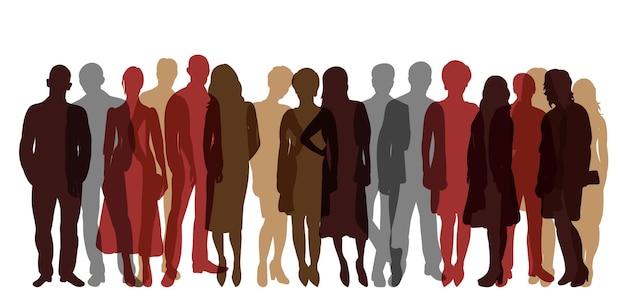 Silhouette Menge stehende Menschen, isoliert, Vektor