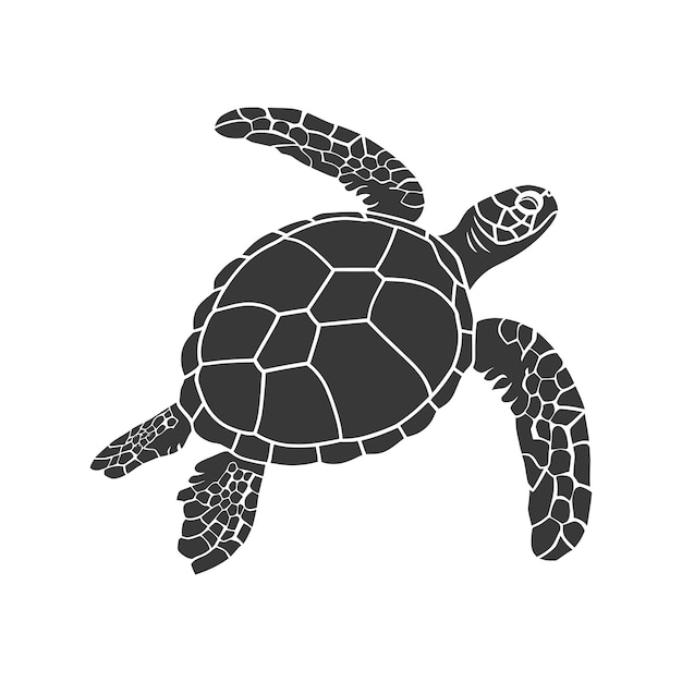 Vektor silhouette schildkröte tier schwarze farbe nur ganzer körper