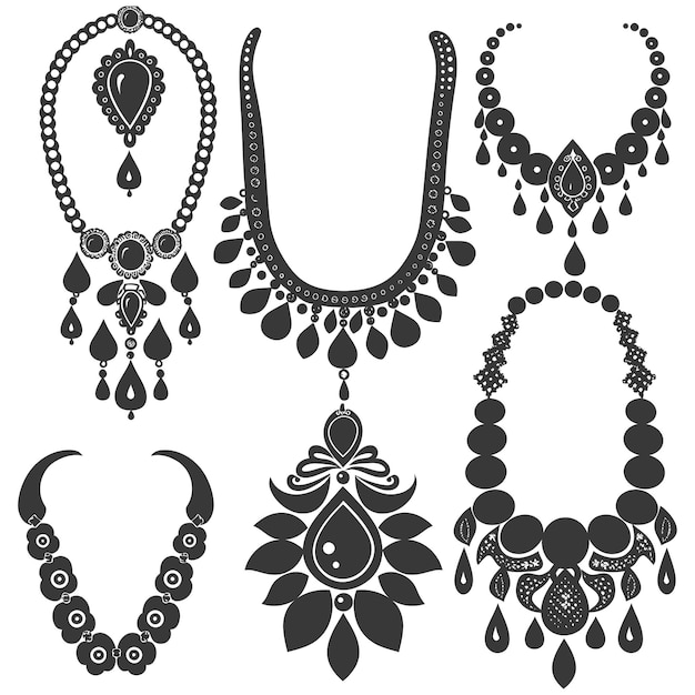 Vektor silhouette-schmuck und accessoires für frauen nur schwarze farbe