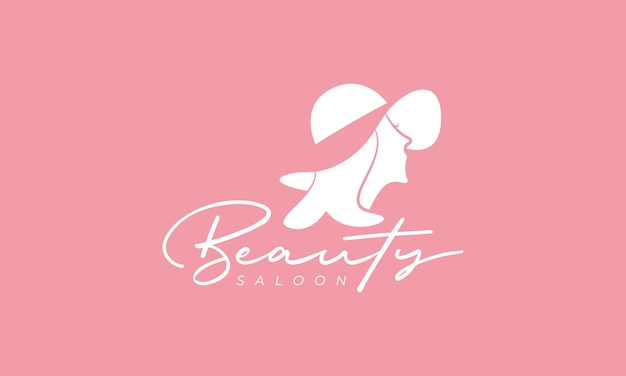 Silhouette schönheitsfrau mit sommerhut-logo für schönheitssalon, boutique, kosmetik und spa