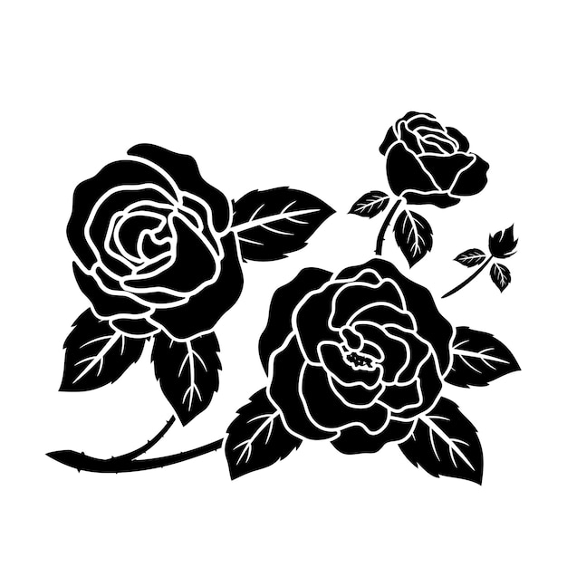 Silhouette schwarze Rose Blume Dekoration Vektor Illustration Hintergrund