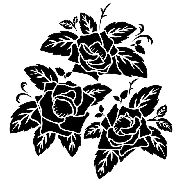 Silhouette schwarze Rose Motiv Blume