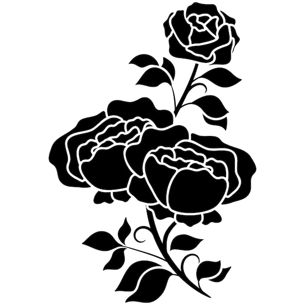 Silhouette schwarzes Motiv Rose Blume blühende Dekoration Hintergrund
