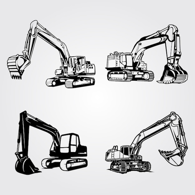 Silhouette-Sektor-Set für professionelle Bagger