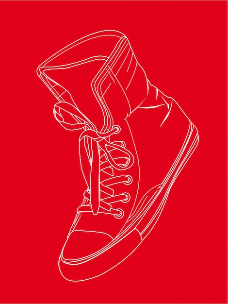 Vektor silhouette sneaker über rotem hintergrund vektor-illustration