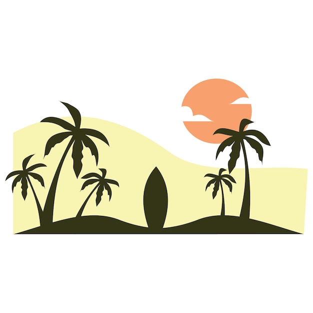 Vektor silhouette-strand-palmen-vektor