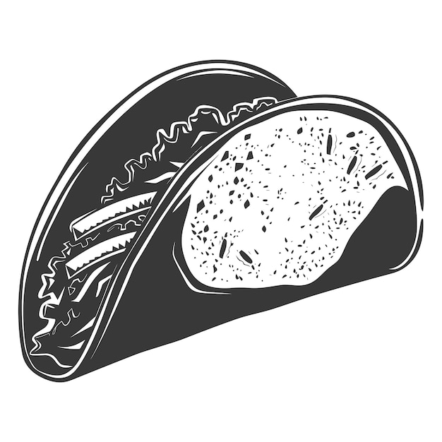 Vektor silhouette-taco-lebensmittel nur in schwarzer farbe