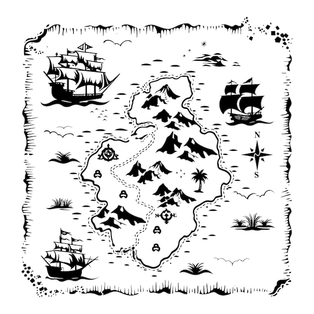 Silhouette Treasure Map nur in schwarzer Farbe