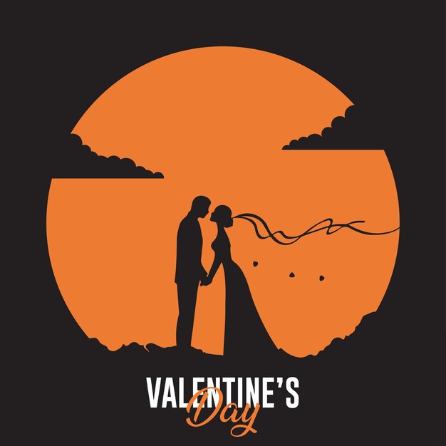 Vektor silhouette valentinstag feiern social media post vorlage