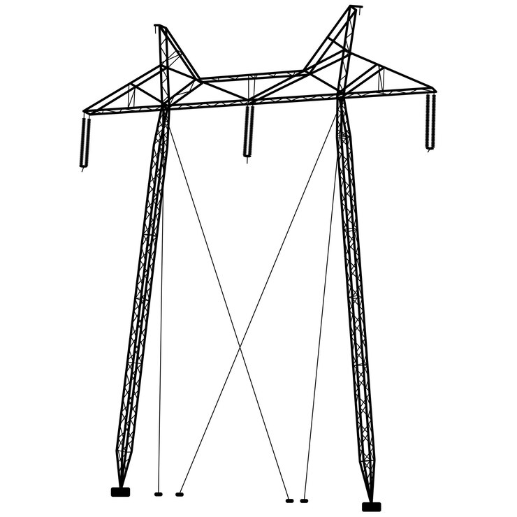Vektor silhouette von hochspannungsleitungen vektor-illustration